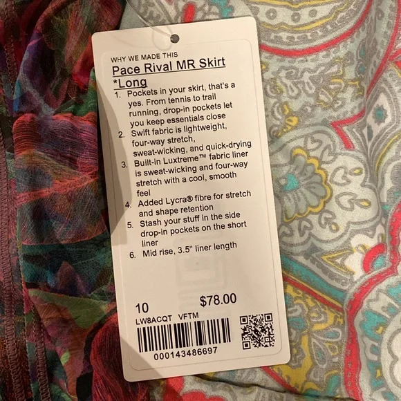 Lululemon pace rival MR skirt- 10 long. NWT - Picture 2 of 7